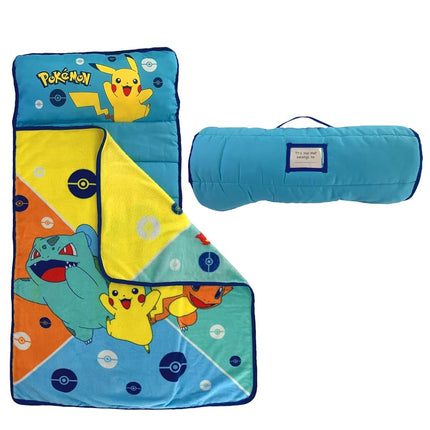 Franco Pokemon Anime Pikachu Tapis de sieste doux pour tout-petit avec oreiller et couverture, parfait pour la maternelle/la garderie/les voyages/le sac de couchage, 21" x 45" (Produit officiel Pokémon) par