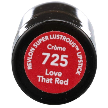 Revlon Super Lustrous Lipstick with Vitamin E and Avocado Oil, Cream Lipstick in Red, 725 Love that Red, 0.15 oz (Pack of 2)