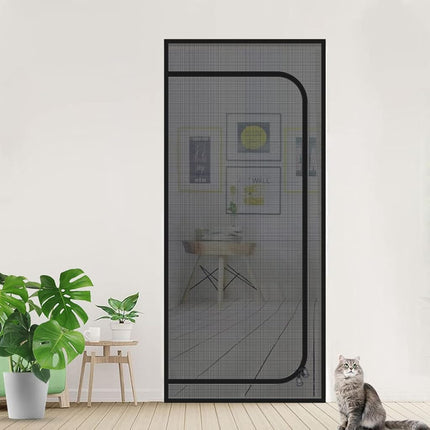 DOOREASY Pet Screen Door, Upgraded Cat Resistant Door to Stop Cats Running Out, Easy Install Mesh with Zipper Closure, No Slightest Gap, Fresh Air in (Fits Doors Up to 34''x80'') (PE-DR3480)