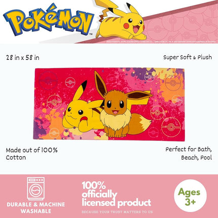 Franco Pokemon Girl Anime Kids Super Soft Cotton Bath/Pool/Beach Towel, 58 in x 28 in