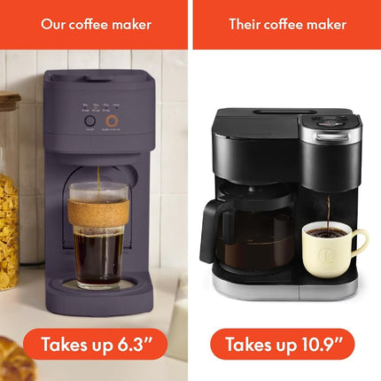 bella VersaBrew 2-in1 Coffee Maker, Fits-anywhere Kitchenware, Brew 3 Sizes Carafes & Single Serve Cups, Dishwasher Safe Reusable Filter & Filter Holder, Iced Coffee Function, 60oz Tank, Plum