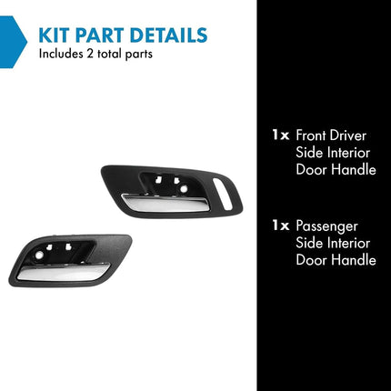 TRQ Door Handles Inside Ebony & Chrome Front Pair Set