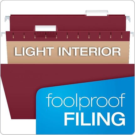 Pendaflex PFX81613 Recycled Hanging Folders, Letter Size, Burgundy, 1/5 Cut, 25/BX (81613)