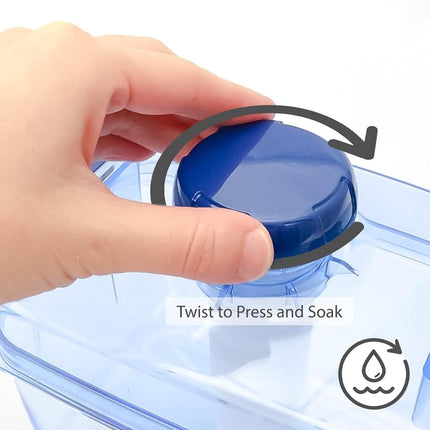 Instant Pickle Maker Vegetable Press Tsukemono Container Round Made in Japan BPA Free (Blue, 1.6L)