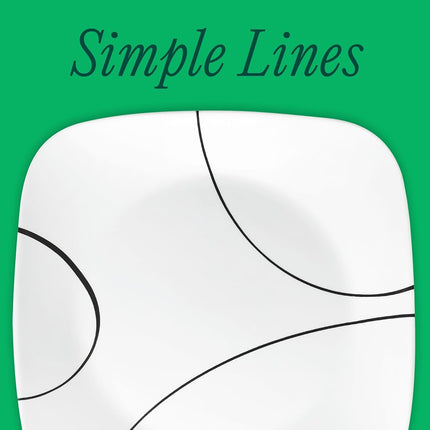 Corelle Square Simple Lines Lunch Plate Set, 6 Pack