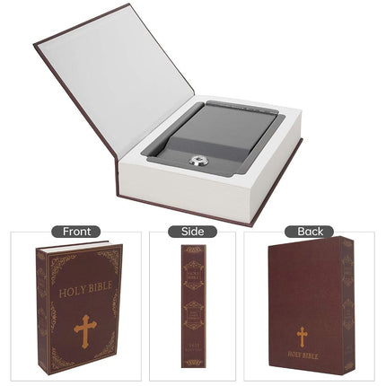 PACOLO Real Paper Transfer Book Safe for Jewelry, Money and Cash, Hollow with Hidden Compartment,Key and Combination Lock(M Key, Bible)