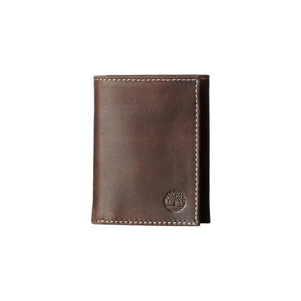 Timberland Men's Leather Trifold Wallet with Id Window Tri-Fold, Brown (Cloudy), One Size