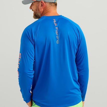 HUK Men's Standard Pursuit Vented Long Sleeve, 30 UPF Fishing Shirt, Ocean Blue