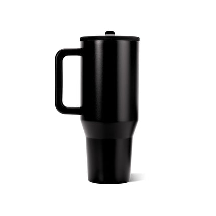 HydroJug Traveler - Modern 40 oz Tumbler with Handle & Simple Flip Straw - Car Cup Holder Friendly, Leak Resistant Water Bottle-Reusable Insulated Stainless Steel & Rubber Base - Gifts for Women & Men