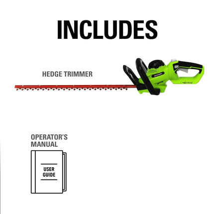 Greenworks 40V 24" Hedge Trimmer (1" Cutting Capacity), Battery Not Included HT40B02