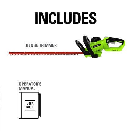 Greenworks 40V 24" Hedge Trimmer (1" Cutting Capacity), Battery Not Included HT40B02