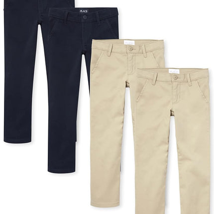 The Children's Place Girls' Skinny Chino Pants, Sandy/Tidal 4-Pack, 8