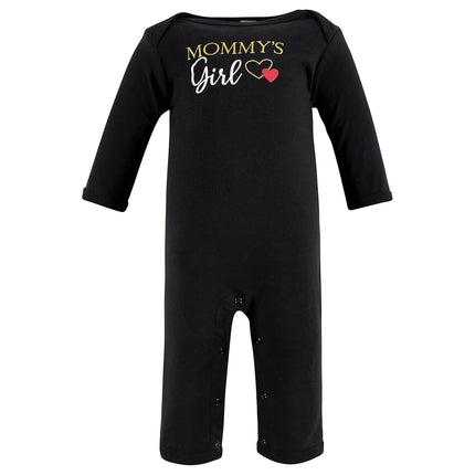 Hudson Baby baby-girls Cotton Coveralls, Girl Mommy Red Black, 3-6 Months
