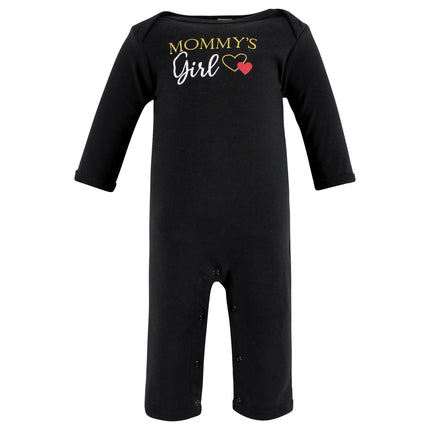 Hudson Baby baby-girls Cotton Coveralls, Girl Mommy Red Black, 6-9 Months
