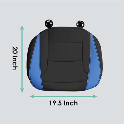 FH Group PU Leather Car Seat Cushion - Durable Blue 2 Piece Front Set Bottom Seat Protector, Waterproof Covers for Sedan, Truck, SUV