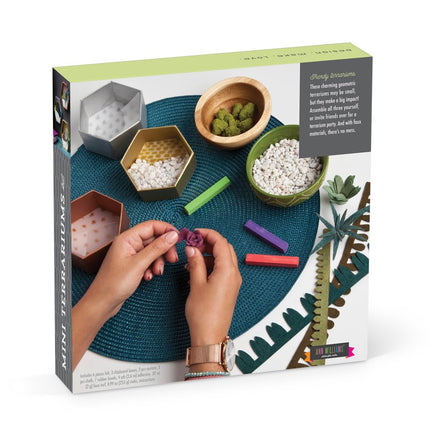 Craft Crush – Mini Terrariums Craft Kit – Make 3 Geometric Terrariums with Colorful Felt Succulents