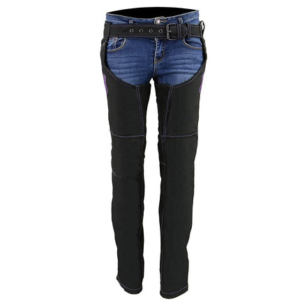 Milwaukee Leather Women's Textile Motorcycle Riding Chaps with Tribal Embroidery | SH1182 - X-Large