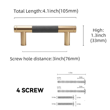 BUKOBYHE 10 Pack 3Inch Black and Champagne Bronze Kitchen Cabinet Handles Knurled Cabinet Pulls Black Drawer Pulls Kitchen Hardware