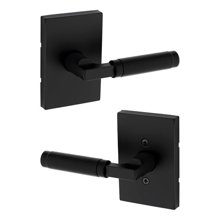 Kwikset Prava Interior Passage Door Handle, Lever for Closet and Hallway Doors, Reversible Non-Locking Handle Lever, Matte Black, with Microban Protection