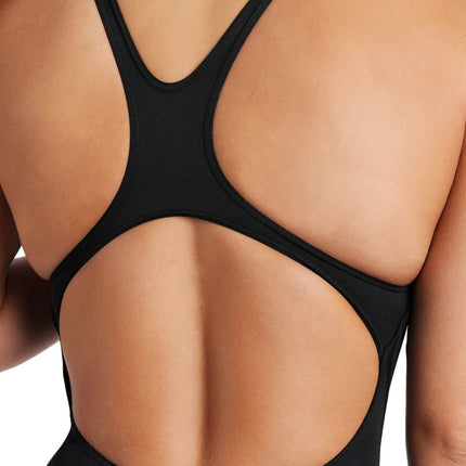 ARENA Women's Swim Pro Open Back One Piece Solid Team Athletic Training Swimsuit, Black/White, 20