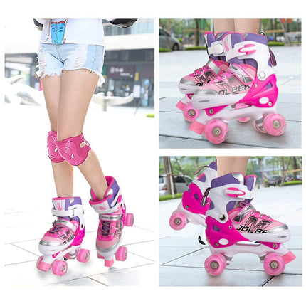 OTW-Cool Adjustable Roller Skates for Girls and Women, All 8 Wheels of Girl's Skates Shine, Safe and Fun Illuminating for Kids