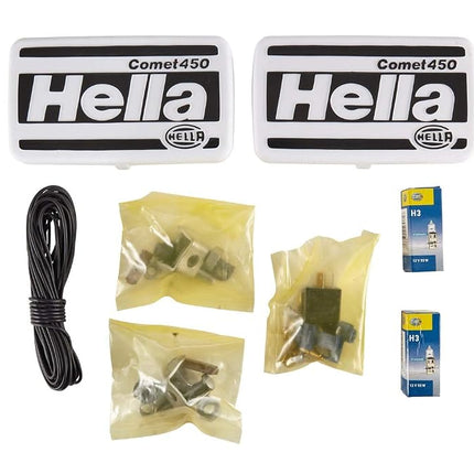 HELLA 1FB 005 860-631 Comet 450 Halogen Headlight Set 12 V Reference Number: 17.5 Mounting Lens Colour: White 4-Pin Left/Right Set Quantity: 2