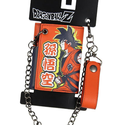 Bioworld Dragon Ball Z Anime Son Goku Tri-Fold Snap Closure Chain Wallet