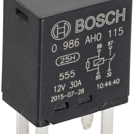 Bosch 0986AH0115 Mini Relay 12V 30A, IP5K4, Operating Temperature from -40 Degree to 100 Degree C, 4 Pin Relay without Holder
