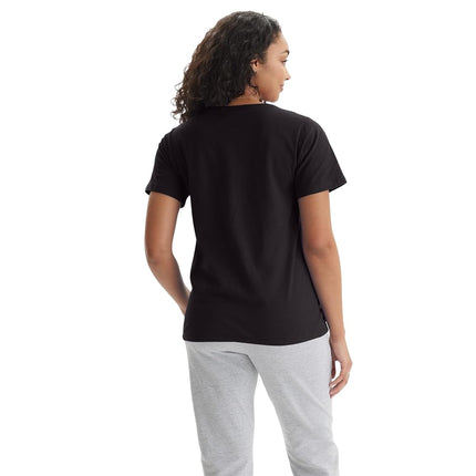 Hanes Women's Short Sleeve Nano-T V-Neck Tee, Black, Large