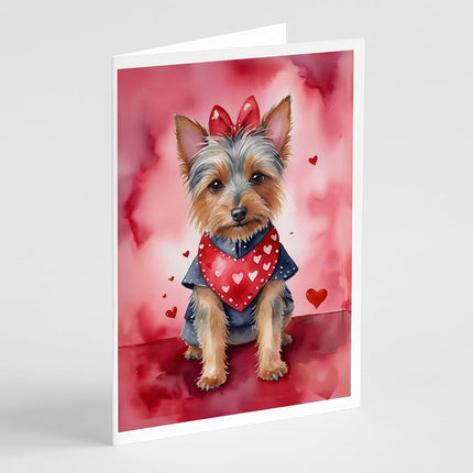 Caroline's Treasures DAC5271GCA7P Australian Terrier My Valentine Greeting Cards Pack of 8 Blank Cards with Envelopes Whimsical A7 Size 5x7 Blank Note Cards