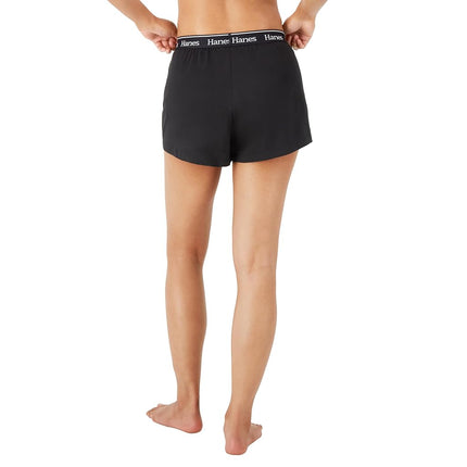 Hanes Women's Originals Sleep, Pajama Shorts, 2-Pack Bottom, Marbled Grey/Black, M (Pack of 2)