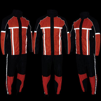 Traje impermeable para motocicleta Milwaukee Leather MPM9510 para hombre, negro y naranja, resistente al agua, con cinta reflectante de alta visibilidad - 5XL