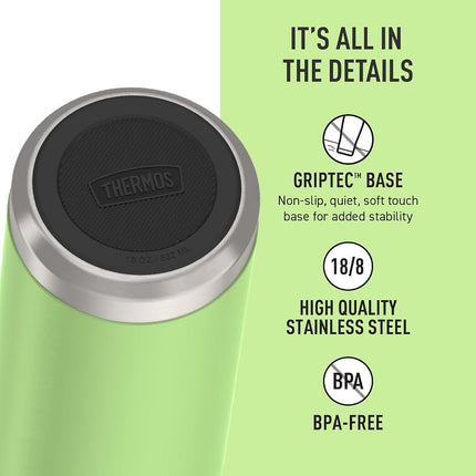 THERMOS ICON Series by Stainless Steel Kids Water Bottle with Spout, 18 Ounce, Lime