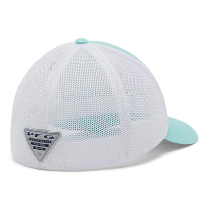 Columbia Unisex PFG Mesh Fish Flag Ball Cap, Gulf Stream/White/FL Fish Flag, Small/Medium