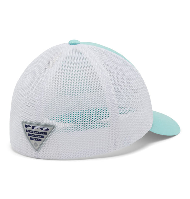 Columbia Unisex PFG Mesh Fish Flag Ball Cap, Gulf Stream/White/FL Fish Flag, Small/Medium