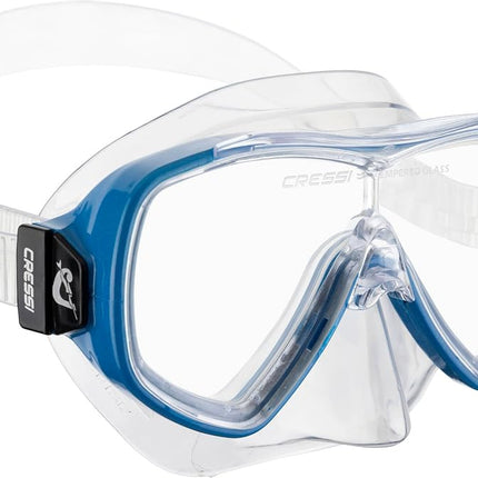 CRESSI Ondina Jr + Top Combo - Combo Set Diving Mask Ondina and Snorkel Top, Clear/Blue, 7/13 years, Kid Unisex