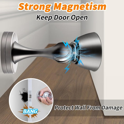 KOLAKO Door Stoppers, Magnetic Door Stops, Wall Floor Mount Heavy Duty Magnet Door Holder Soft Catch, Magnetic Doorstop for Bottom of Doors