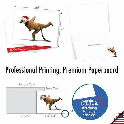 Yuletide Zoo Yoga Christmas Greeting Cards, Boxed Set of 10 Holiday Animals in Yoga Poses 4 x 5.12 inch, Assorted Yogi Animal Cards with Envelopes, Zoo Creature Christmas Notes, M6547XSG