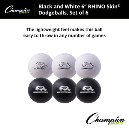 Champion Sports 6" Black and White Rhino Skin Low Bounce Dodgeball Set
