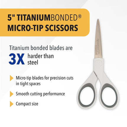 Westcott 5" Straight Titanium Bonded Craft Scissors with Micro Tip