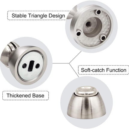 Magnetic Door Stops, Wall Mount Magnetic Door Stoppers Brushed Stainless Floor Heavy Duty Soft-Catch Magnet Door Holder Protector, Magnetic Doorstops for Bottom of Door, Silver