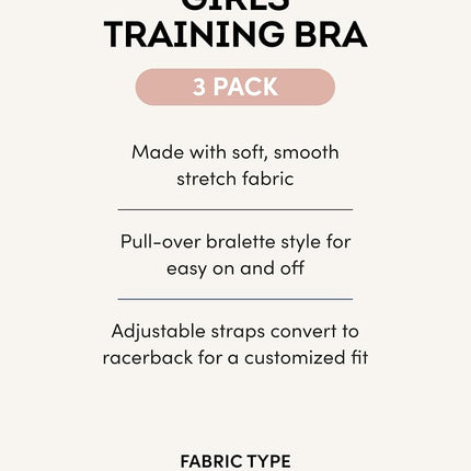Fruit of the Loom Girls' Soft and Smooth Training Bra, Aruba Blue/Stellar Orchid/White, Small
