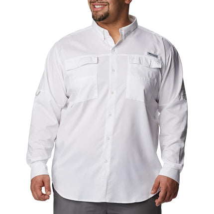 Columbia Mens Blood and Guts Iv Woven Long Sleeve, White, XXL
