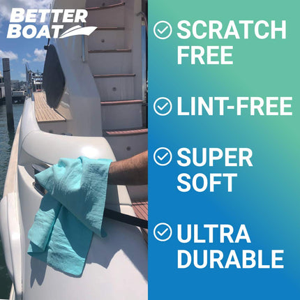 Serviette rafraîchissante lisse synthétique super absorbante Better Boat Shammy pour le séchage de voiture, de qualité marine, turquoise