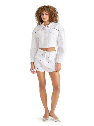 Steve Madden Women's Damiani Shorts, White, 27