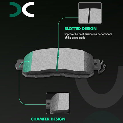 SCITOO D1650 D905 Front Semi-Metal Rear Ceramic Brake Pads Sets Fit For Nissan Altima 2013 2014 2015 2016 2017 2018 2019 2020 2021 2022 2023