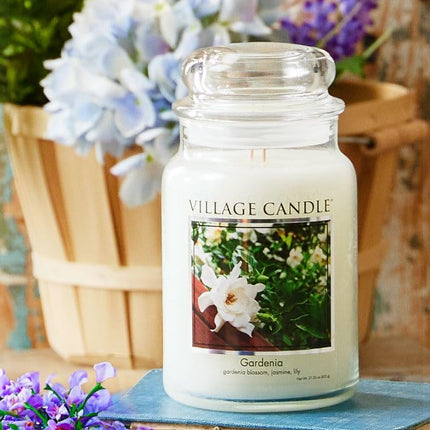 Village Candle Large Fragranced Candle - 17cm x 10cm - 21.25oz (602g)- Gardenia - upto 170 hours burn time