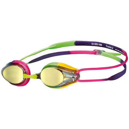 ARENA Unisex-Youth Swim Goggle Tracks Mirror, Violet/Fuchsia/Green, Junior