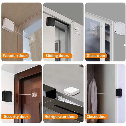 SHIMIDO Upgraded Punch-Free 1000g Automatic Screen Door Closer, Storm Door Closer with Steel Drawstring for Bathroom, Bedroom, Studyroom (4 Pack White)