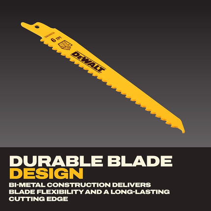 DEWALT Reciprocating Saw Blades, Bi-Metal Set with Case, 10-Piece (DW4898), Yellow
